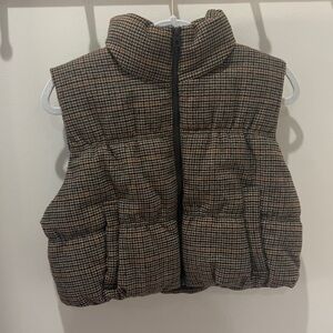 HM Cropped Flannel Houndstooth Vest
